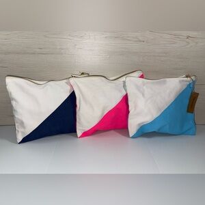 Set of 3 Colorblock Canvas Zipper Pouches – Carryall Bags